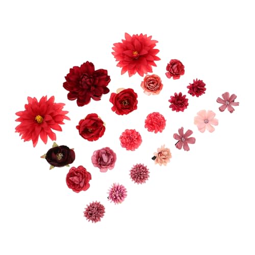 Mipcase 21 Stück Teiliges Boho Haarspangen mit Künstlichen Rosenblüten Vielseitige Haarklammern und Broschen für Mädchen Farbenfrohe Hawaii Accessoires für Hochzeit Strandparty und von Mipcase