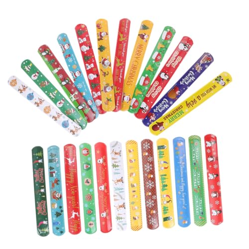 Mipcase 24 Stück Teiliges Xmas Slap Armband aus Leichtem Bunte Weihnachtsarmbänder mit Pinguin und Langhut Design Praktische Partydeko für Erwachsene Einfach Am Arm oder Rucksack von Mipcase