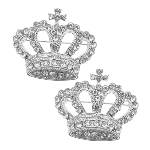 Mipcase 2stücke Krone Brosche Kleine Kronennadeln Zirkonia-legierung Modische Strass-broschen Für Damen Herren Schal-anstecknadeln Kostümzubehör von Mipcase
