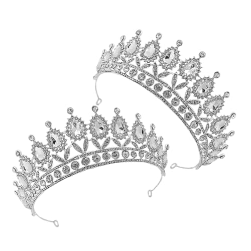 Mipcase 2pcs Silberkrone Mit Tränenstrass -strassmodische Braut Tiara Hochzeit Haarzubehör Geburtstag Kopfbedeckung Elegante Prinzessin Tiara Queen Crown von Mipcase