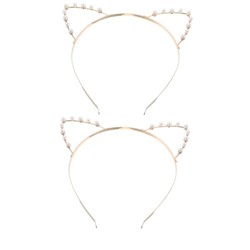 Mipcase 2stücke Haarband Mit Perlen Und Katzenohren Für Damen Und Mädchen Stirnband Zum Verzieren Kopfschmuck Aus Kunstperlen Geeignet Für Verschiedene Frisuren Und Anlässe von Mipcase