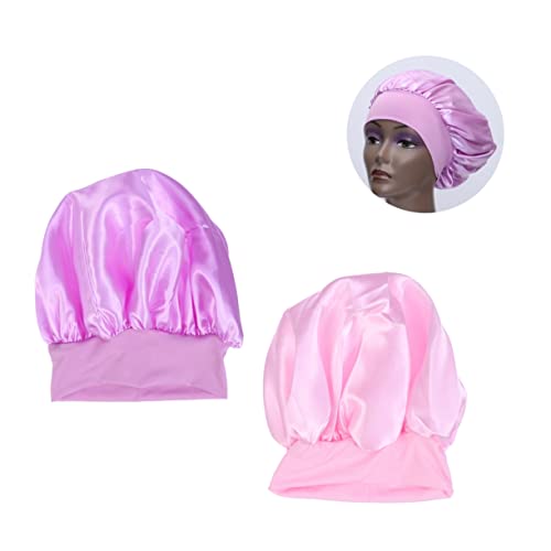 Mipcase 2stücke Schlafmütze Für Damen Elastisch Und Seite Für Haarschutz Im Schlaf in Violett Und Passend Für Verschiedene Kopfformen von Mipcase