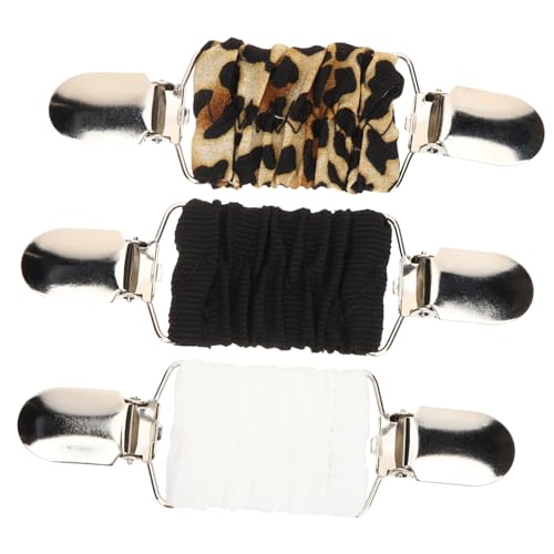 Mipcase 3 Stück Kleidclips für Damen Elastische Schal und Cardigan Clips Vielseitig Einsetzbar Stilvolle Taillen und Kleiderfixierung in und Leopardenmuster von Mipcase