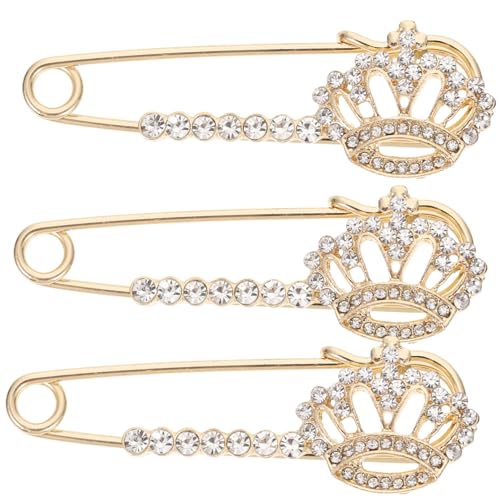 Mipcase 3 Stück Strassbroschen Sicherheitsnadeln für Damen Anstecknadeln für Cardigan Pullover Kleidung Schmuckaccessoires in Gold von Mipcase