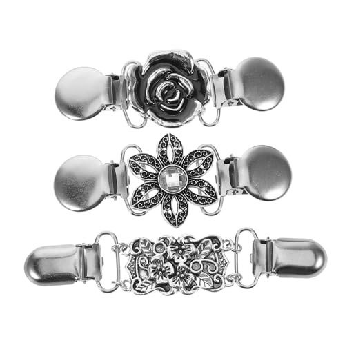 Mipcase 3 Stück Vintage Cardigan Clips aus Metall Vielseitige Kleidung Verschlüsse für Damen Geeignet zum Fixieren von Stolen Strickjacken und Kleidern Broschen für Anlässe von Mipcase