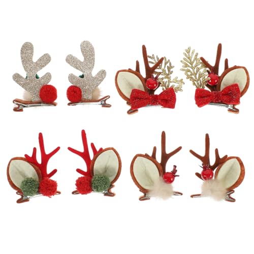Mipcase 4 Paare Weihnachts Rentiergeweih Haarspangen Cartoon Haarschmuck Festlich Leicht Bequem Für Xmas Party Cosplay Familie Fest Dekoration von Mipcase