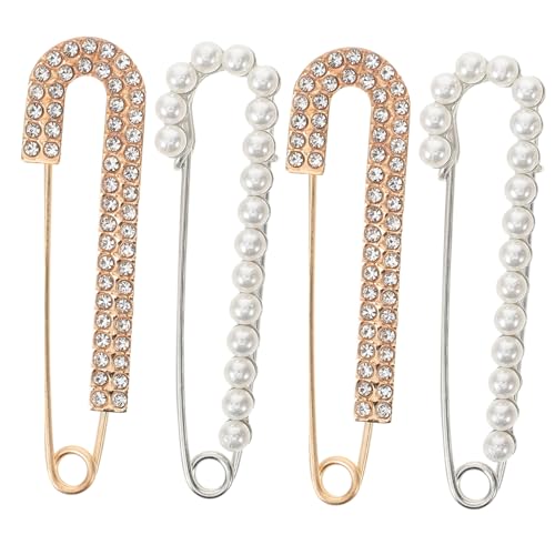 Mipcase 4 Stück Perlenbrosche Teiliges Dekorative Anstecknadeln aus Langlebiger Legierung Vielseitig für Pullover Schals Kleider Eleganter Schmuck für Damen Leichte Komfortable Broschen von Mipcase