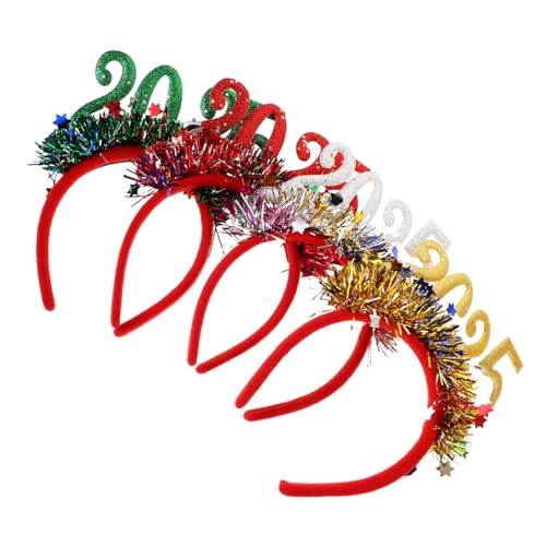 Mipcase 4 Stück Teiliges Neujahrs Haarreifen mit Glitzereffekt Bunter Party Kopfschmuck für Frauen Silvester Weihnachts Feier Graduation Vielseitige Kunststoff Accessoires von Mipcase