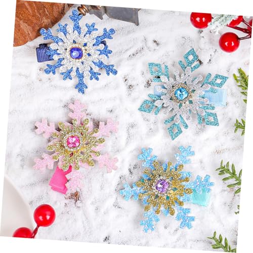 Mipcase 4 Stück Teiliges Schneeflocken Haarspangen für Funkelnde Strass Haarklammern Niedliche Duckbill Clips Formgebend für Zierliches Gesicht Festliche Winter Accessoires für Mädchen von Mipcase