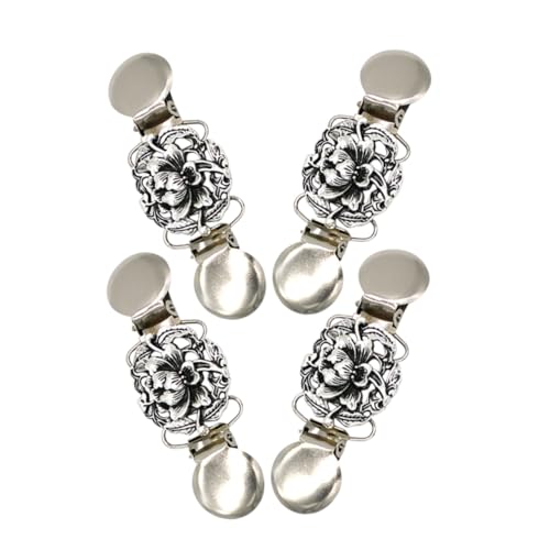 Mipcase 4 Stück Teiliges Vintage Blumen Cardigan Clips aus Robustem Legierungsmetall Rutschfeste Schal und Pulloverhalter Broschen für Damen Sicheres Fixieren von Kleidung und Stilvolles von Mipcase