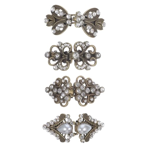 Mipcase 4 Stück Vintage Cardigan Clips aus Langlebiger Legierung Shawl Clips und Pullover Broschen für Damen Vielseitige Verschlüsse für Strickjacken Blusen Schals bei Besonderen Anlässen von Mipcase