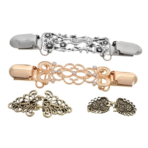 Mipcase 4 Stück Vintage Cardigan Clips für Damen Pullover und Strickjacken Broschen im Retro Stil mit Stabilem Halt Vielseitig für Partys Hochzeiten und Alltag Schal und Kleidungsclips von Mipcase