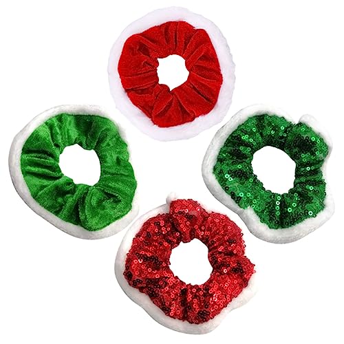 Mipcase 4 Stück Weihnachtliche Haargummis Elastisch Große Ponytail Haarschmuck Rot Grün für Mädchen Damen Festliche Frisuren Leicht und Schonend für Alltag Party Feier von Mipcase
