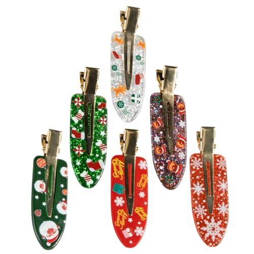 Mipcase 6 Stück Teiliges Weihnachts Haarspangen aus Acryl und Metall Robuste Haarklammern für Frauen Bunte Seitenclips in Verschiedenen Designs Vielseitig für Festliche Frisuren und von Mipcase