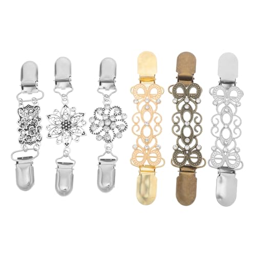 Mipcase 6 Stück Vintage Brooch Pin Alloy Cardigan Clips Retro Schalhalter Klassisch Langlebig Vielseitig für Damen Pullover Strickjacke Kragen Schmuck von Mipcase