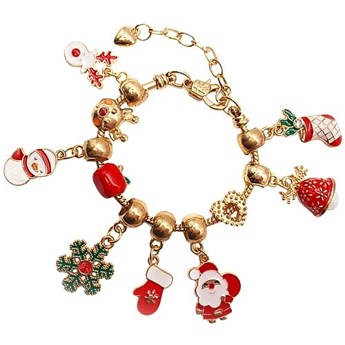 Mipcase Armband Weihnachts DIY Bastelset mit Perlen und Charms Goldfarbene Kinderarmbänder für Mädchen Jahre Leicht Langlebig für Weihnachtsfeier und Familienfest von Mipcase