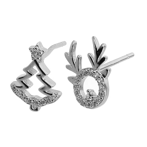 Mipcase Asymmetrische Silber Ohrstecker mit Strass Leichte Weihnachtsbaum Ohrhänger Damen Schmuck für Alltag Partys und Festtage Vielseitige Xmas Accessoires von Mipcase
