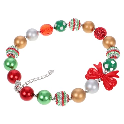 Mipcase Bunte Perlenkette Weihnachts Schmuck Mädchen Halskette Handgefertigt Sicherer Sitz Kinderfreundlich Festliche Farben Weihnachtsaccessoire von Mipcase