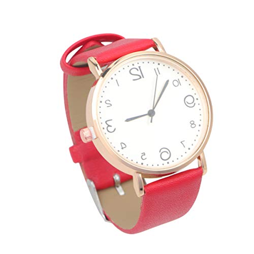 Mipcase Damen Armbanduhr Mit Pu-lederarmband Quarzuhr Rot Für Partys Hochzeiten Und Komfortabel Und Für Und Mädchen von Mipcase