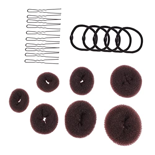 Mipcase Donut Haargerät Satz für Mädchen und Bräute 7 Donuts 5 Haarringe 10 U-Förmige Haarnadeln Styling Zubehör für Hochzeiten Partys und Alltag von Mipcase