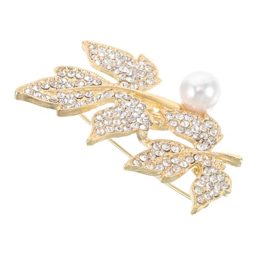 Mipcase Doppelte Ahornblatt Perlenbrosche für Damen Langlebige Zinklegierung Modisches Herbstschmuck Accessoire für Thanksgiving Partys und Festliche Kleidung von Mipcase