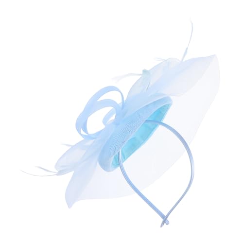 Mipcase Eleganter Fascinator Hut Damen mit Mesh Design und Federn Leichtes Stirnband Kopfschmuck für Hochzeit Tea Party Abendveranstaltung Vielseitiges Braut Haarschmuck Hellblau von Mipcase