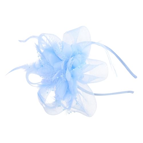 Mipcase Fascinator Haarreif Mit Federn Vintage Haarschmuck Für Braut Hochzeit Und Tea Party Atmungsaktives Stirnband Mit Netzschleier Elegantes Kopfaccessoire in Hellblau von Mipcase