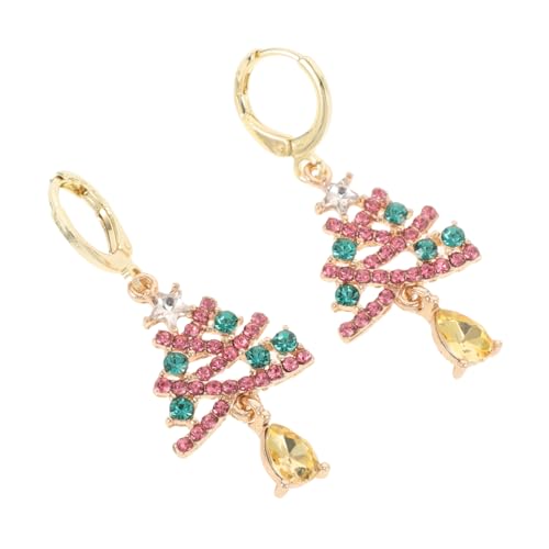 Mipcase Glitzernde Weihnachtsbaum Ohrringe Damen Kleine Creolen mit Funkelnden Zirkonsteinen Langlebige Zinklegierung Festlicher Schmuck für Xmas Party und Feiertagslooks von Mipcase