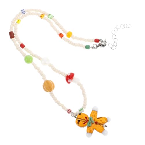 Mipcase Handgefertigte Lebkuchenmann Halskette aus Langlebigem Kunststoff Modischer Cookie Charm Anhänger Vielseitige Schlüsselbein Kette für Weihnachten und Festliche Anlässe von Mipcase