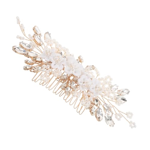 Mipcase Handgefertigter Braut Haarkamm mit Perlenblumen Vintage Inspirierter Haarschmuck Sicherer Kammverschluss Strahlendes Accessoire für Braut Brautjungfern und Blumenmädchen bei von Mipcase