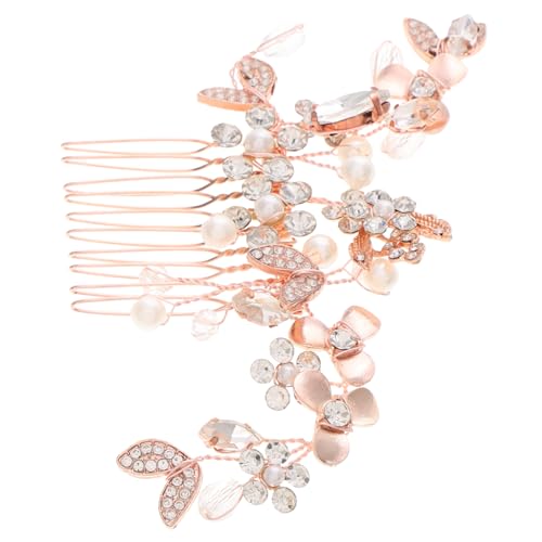 Mipcase Hochzeits Haarkamm mit Perlenblüten Goldfarbener Legierungsblatt Kamm Brautschmuck für Frauen Haarspange für Hochzeit Abendveranstaltungen und Brautjungfern von Mipcase
