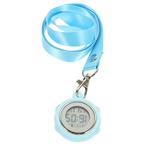 Mipcase Uhr Digital Taschenuhr Leuchtend Blau Silikon Hülle Lanyard Arzt Fob Uhr Umhängeuhr Kitteluhr Werkzeug für Ärzte Krankenschwestern Sanitäter Krankenpfleger von Mipcase
