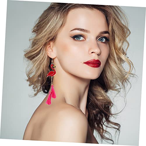 Mipcase Lange Flamingo Ohrringe mit Quaste Leichte Statement Ohrhänger für Teenager Mädchen Hautfreundlich Modischer Schmuck für Besondere Anlässe und Alltag von Mipcase
