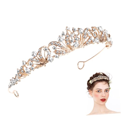 Mipcase Langlebiger Legierung mit Funkelnden Strasssteinen Leichtes Prom Stirnband Gold Prinzessin Tiara für Hochzeit Geburtstagsfeier und Festlichen Haarschmuck von Mipcase