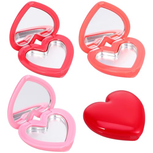 Mipcase 4stücke Teiliges Herzförmiges Lippenstift Spiegel Nachfüllbare Kosmetikbox Für Lidschatten Blush Und Lippenstift Tragbar Und Praktisch Für Damen Makeup Organizer von Mipcase