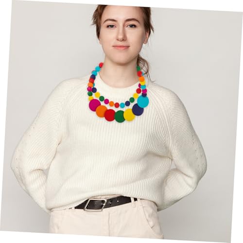 Mipcase Mehrreihige Boho Holzperlen Halskette Damen Ethnisch Bunt Langer Schmuck Für Alltag Party Stil von Mipcase