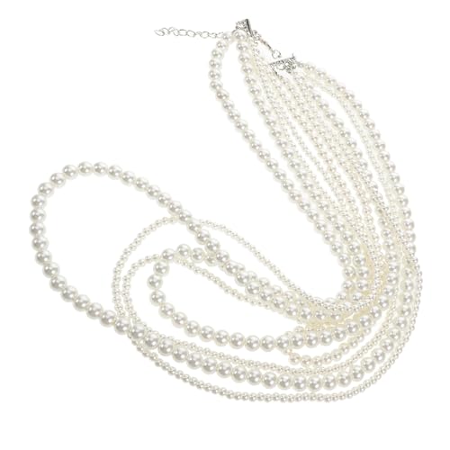 Mipcase Mehrschichtige Damenkette aus Hochglänzenden Glasperlen Modisches Elegantes Design für Party und Alltag Stilvolle Lange Halskette im Angesagten Look Vielseitiges Schmuckaccessoire von Mipcase