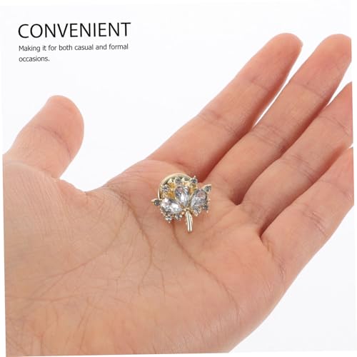 Mipcase Mini Goldener Maple Leaf Broschen Pin mit Strass Sicherer Anstecker für Cardigan Schal und Handtaschen Eleganter Blattform Clip zur Kleidungsdekoration und Fixierung von Mipcase