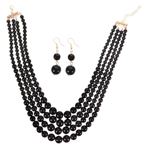 Mipcase Perlen Schmuckset Damen Mehrschichtiges Perlenkette mit Hängenden Ohrringen Eleganter Brautschmuck für Frauen Vielseitig für Hochzeit Party von Mipcase