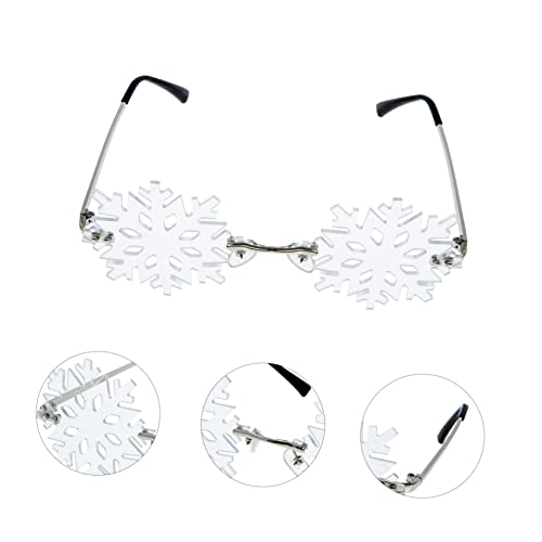 Mipcase Randlose Schneeflockenbrille Weihnachts Partybrille Unisex Einzigartiges Design Leicht Geeignet für Karneval Silvester Kostüm Festliche Dekoration und Fotoaccessoire von Mipcase
