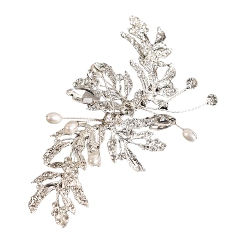 Mipcase Rhinestone Brosche Damen Vintage Blattform Hochzeit Anstecknadel Silberfarbene Strass Schmuck für Braut Kostüm Accessoire von Mipcase