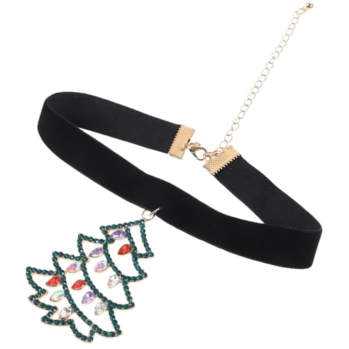 Mipcase Rhinestone Halskette Weihnachtsbaum Anhänger aus Flockstoff und Legierung Funkelnder Schmuck für Damen und Jugendliche Langlebiges Weihnachtsdeko Accessoire Festlicher Schmuck für von Mipcase