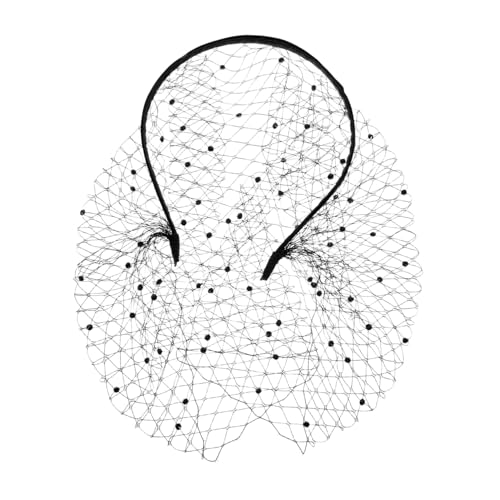 Mipcase Schwarzer Fascinator Haarreif mit Mesh Schleier und Funkelnden Strasssteinen Atmungsaktiv und Leicht Eleganter Kopfschmuck für Brautpartys Hochzeiten und Teepartys von Mipcase