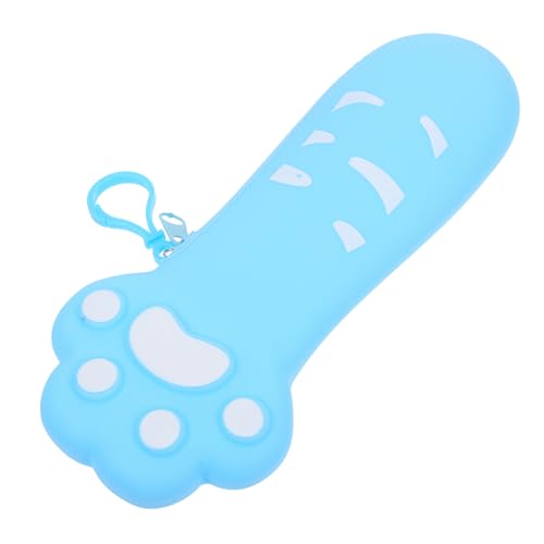 Mipcase Silikon Federmäppchen Katzenpfote Leicht Tragbar Großes Fassungsvermögen für Schule Büro Organizer Stiftemäppchen mit Geräumigem Innenraum Hellblau von Mipcase