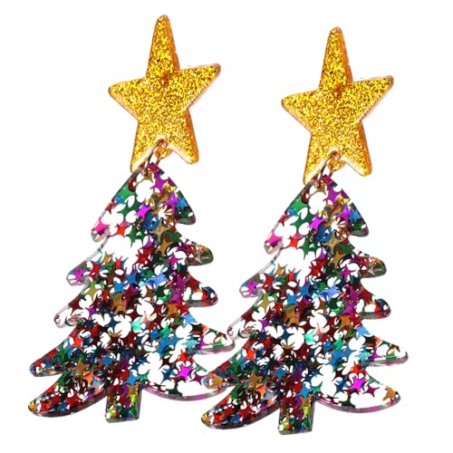 Mipcase Statement Weihnachtsbaum Ohrstecker für Damen Bunte Ohrringe Auffälliger Schmuck für Geburtstag Hochzeit Alltag Langlebig und für Frauen und Freundinnen von Mipcase