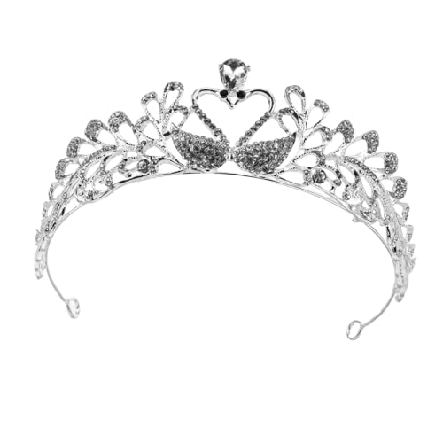 Mipcase Swan Love Heart Tiara für Braut Hochzeitskrone mit Kristallen Silberne Haarschmuck Dekoration für Hochzeit Verlobung Partys und Festliche Anlässe von Mipcase