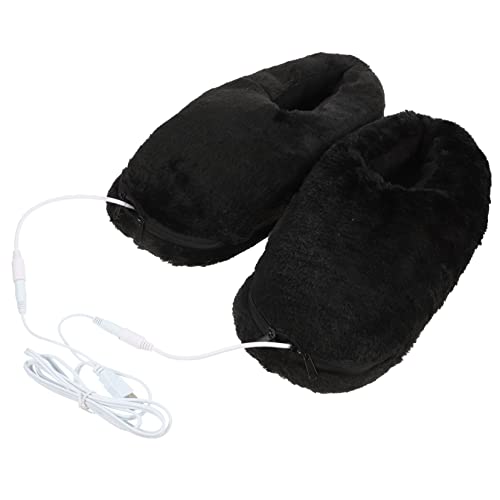 Mipcase USB Beheizbare Hausschuhe Schwarz Elektrische Fußwärmer Pantoffeln mit Wärmefunktion Rutschfest für Indoor Winter Damen und Herren von Mipcase