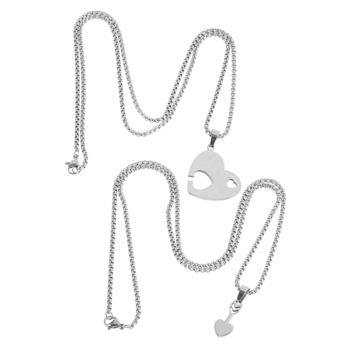 Mipcase Unisex Herz Halskette für Einzigartiges Design Symbolische Liebesverbindung Präzise Verarbeiteter Metallanhänger Partner Schmuck für Freund Freundin von Mipcase