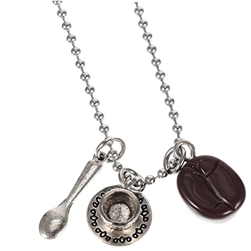 Mipcase Vintage Lange Sweater Chain Damen Halskette mit Kaffee Tassen Anhänger Leichte Legierung Eleganter Modeschmuck für Alltag und Besondere Anlässe von Mipcase