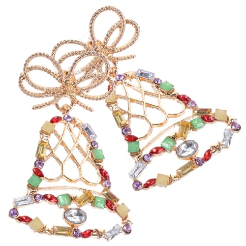 Mipcase Weihnachtliche Glocken Ohrstecker Damen Ohrringe mit Glitzer Kleine Ohrhänger Handgefertigt Festtags Accessoires für Alltag und Party von Mipcase